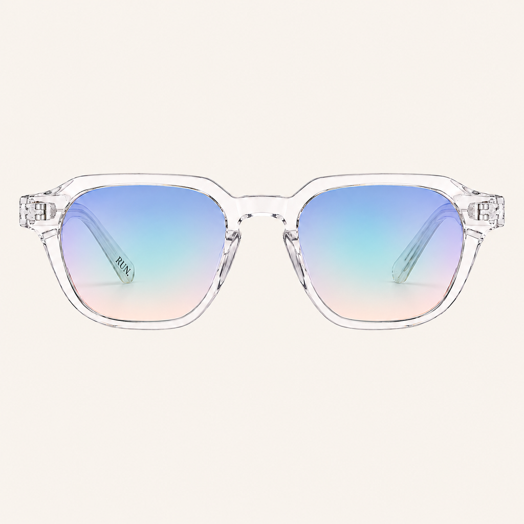 N1 Marlowe sunglasses in crystal frame with purple blue lens