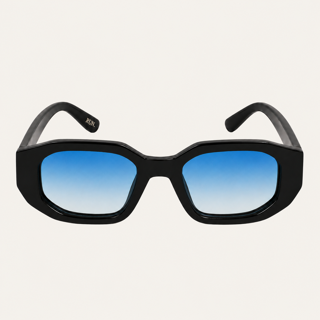  N3 Raffles sunglasses in black with blue lens