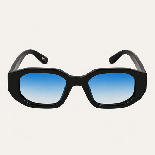  N3 Raffles sunglasses in black with blue lens