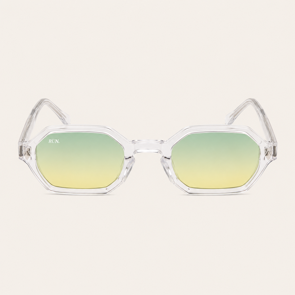 N2 Sinclair sunglasses in crystal frame with yellow green 