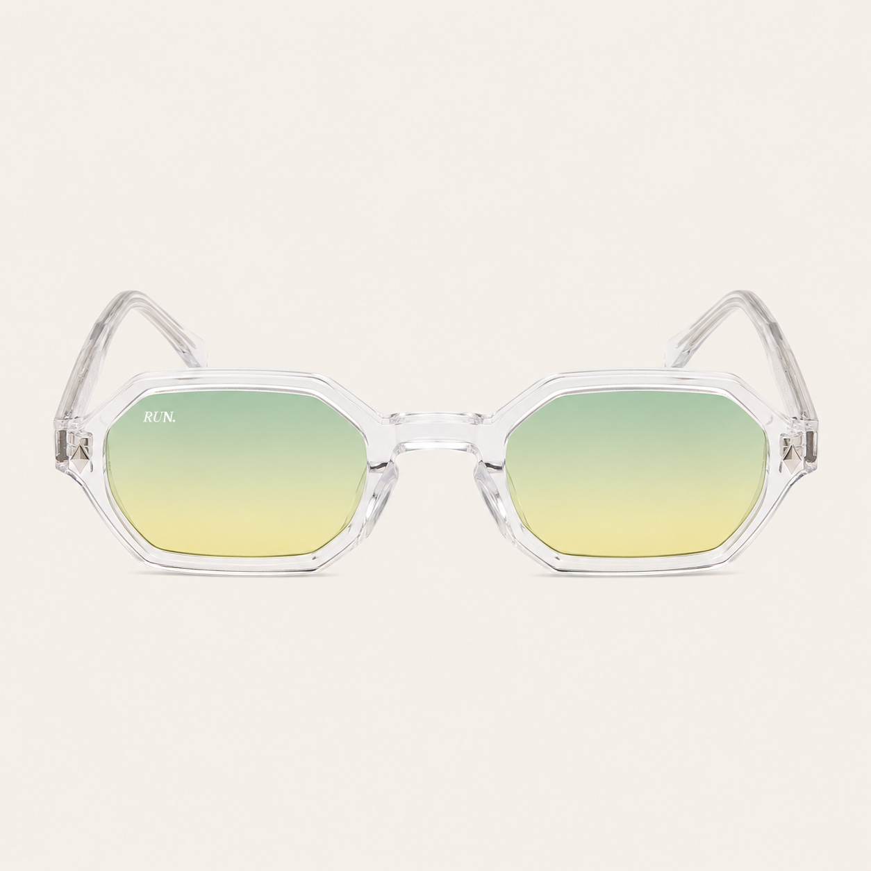 N2 Sinclair sunglasses in crystal frame with yellow green 