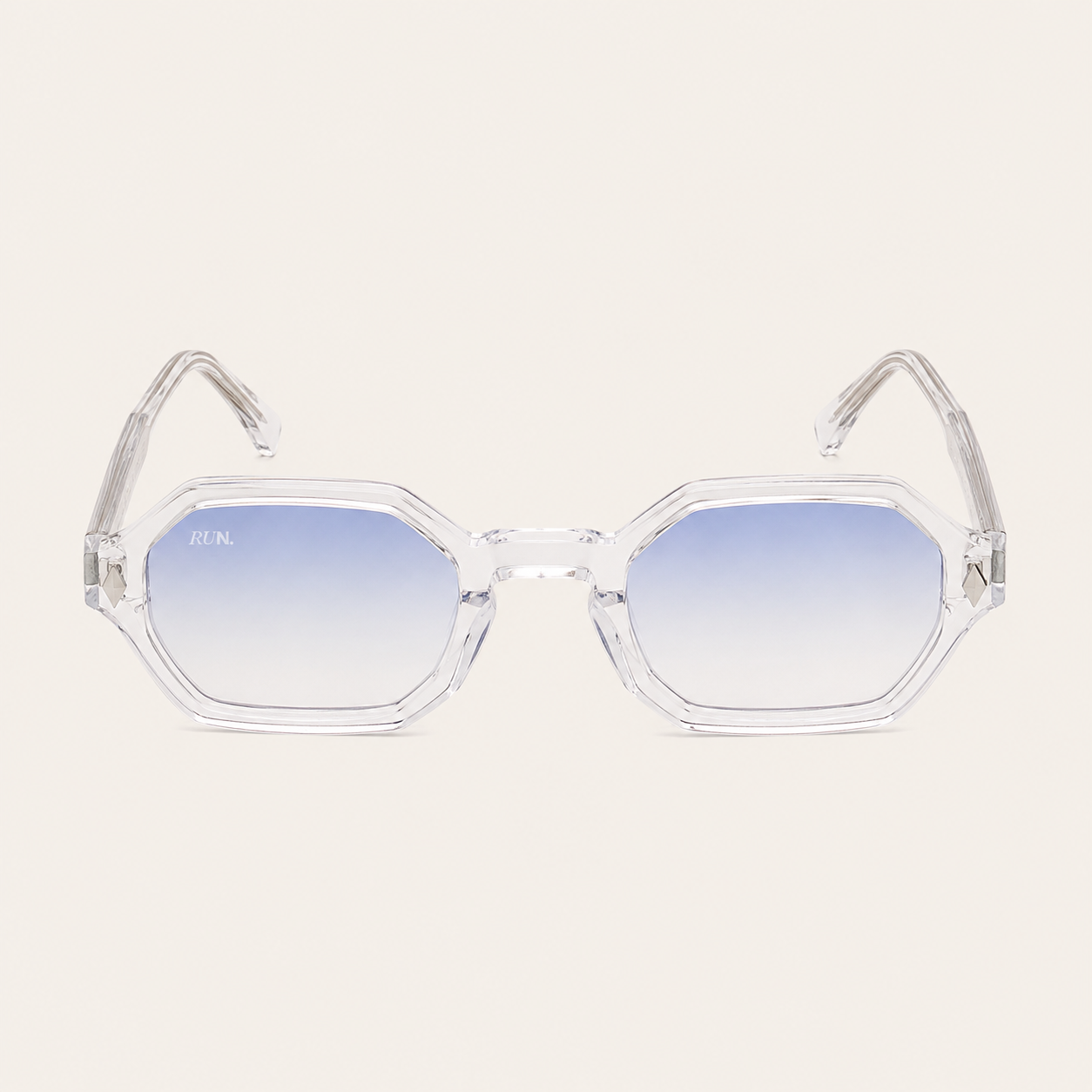 N2 Sinclair sunglasses in crystal frame with clear blue lens